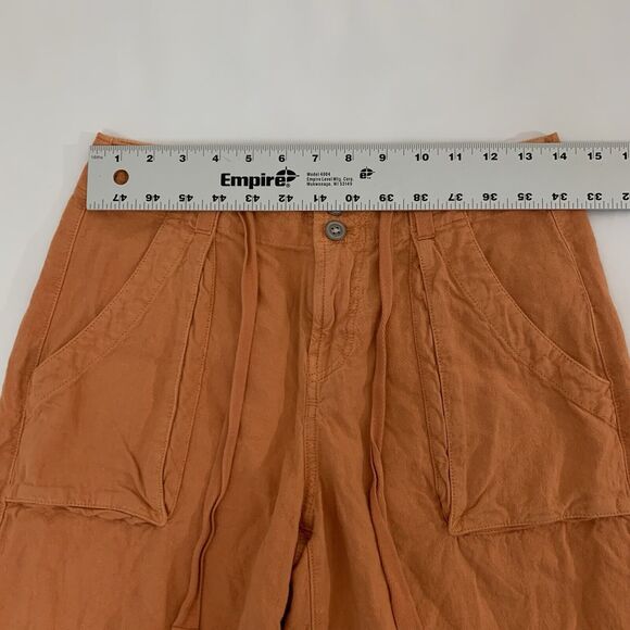 Pilcro Anthropologie Shorts 0 Bermuda Linen Orange Cargo Boho Beach Colorful - Picture 5 of 8